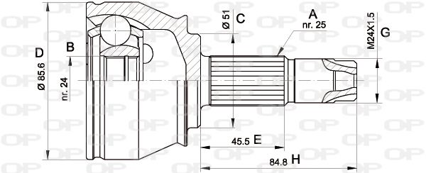 OPEN PARTS Nivelsarja, vetoakseli CVJ5525.10